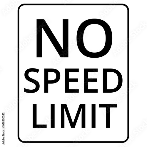 фотографія No speed limit sign on a white background