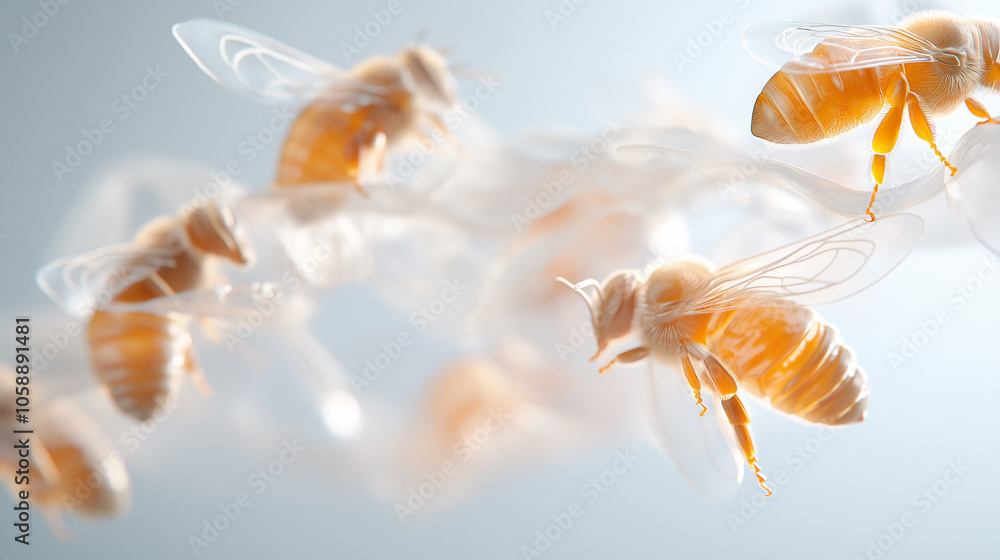 Fototapeta premium Bee net glass art work inistallation in pastel colors