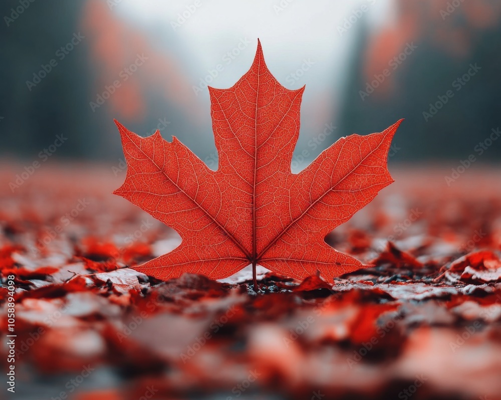 Red Maple Leaf on Autumn Ground Red Maple Leaf on Autumn Ground