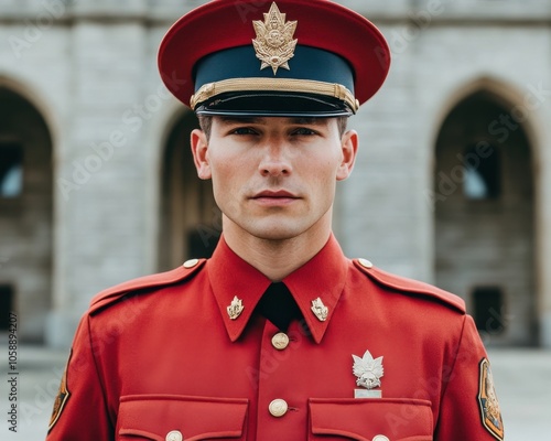 Canadian Mountie in Traditional Red Serge Uniform