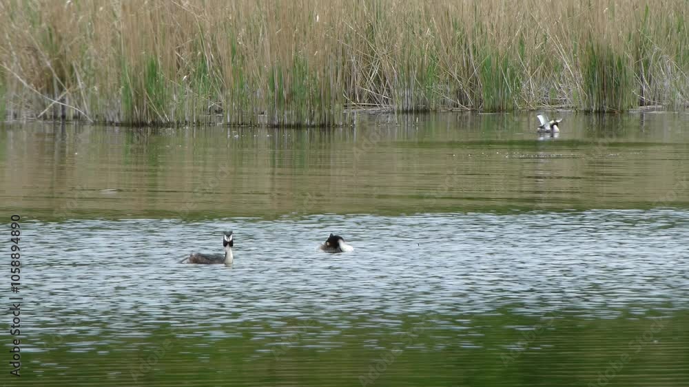 The duck swims in the pond. Wildlife background. Wild birds footage. The duck swims in the pond. Wildlife background. Wild birds footage.