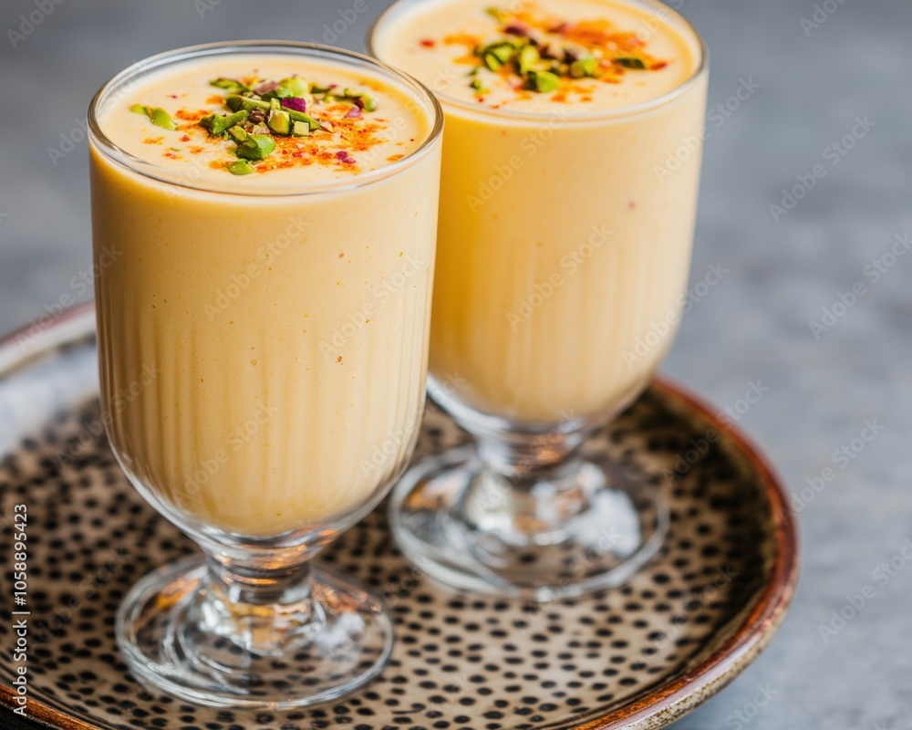 Refreshing Mango Lassi in Decorative Glass Refreshing Mango Lassi in Decorative Glass