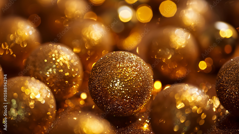 Small golden Christmas balls. Small golden Christmas balls.