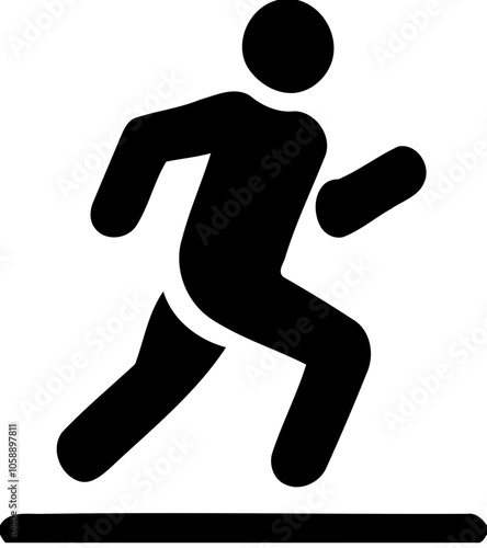 Silhouette of person running, fitness and exercise icon, active lifestyle illustration
