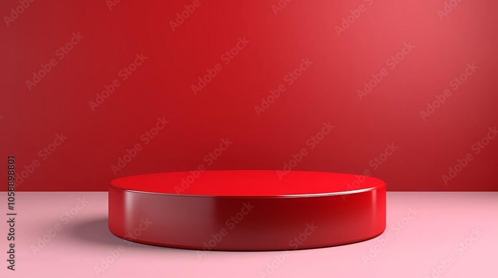Red Platform on Pink Background Red Platform on Pink Background