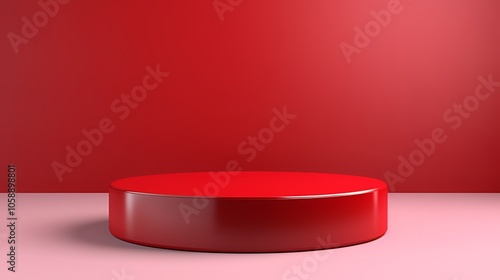 Red Platform on Pink Background