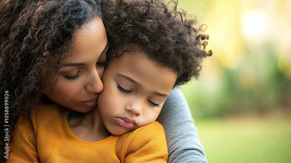 A parent teaching a child to take deep breaths when feeling upset, fostering early emotion regulation skills A parent teaching a child to take deep breaths when feeling upset, fostering early emotion regulation skills