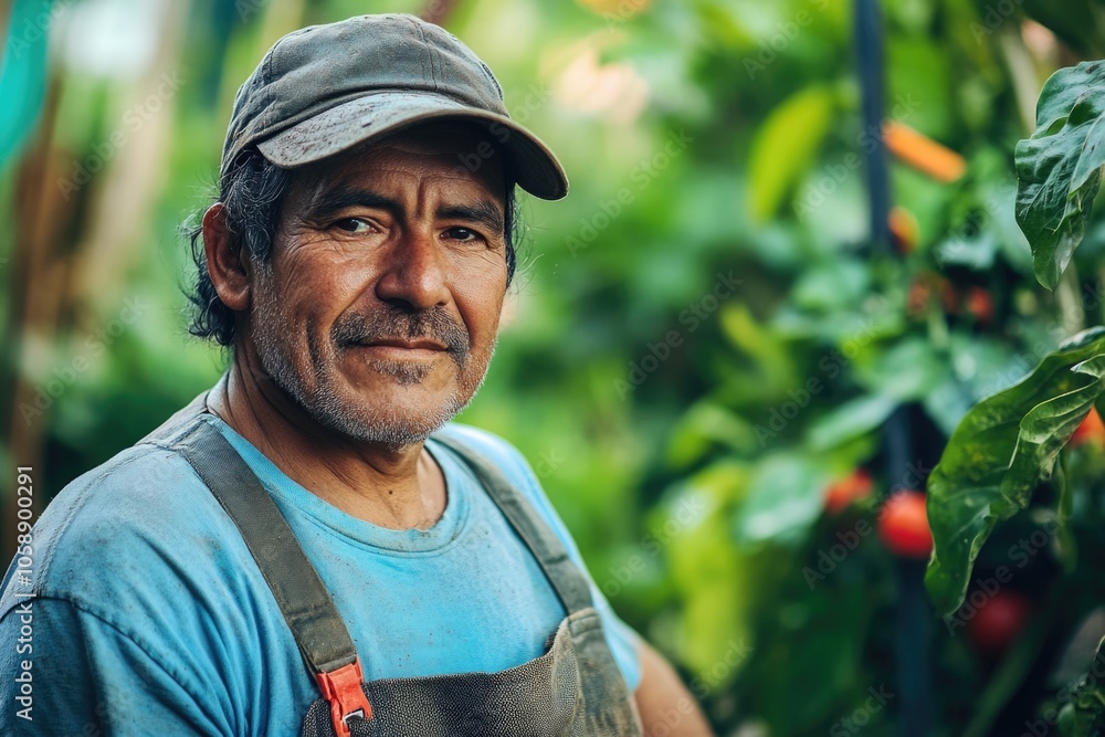 Tomato Farmer Standing Near Plants Tomato Farmer Standing Near Plants
