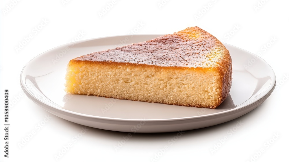 Delicious slice of classic plain cheesecake on white plate Delicious slice of classic plain cheesecake on white plate
