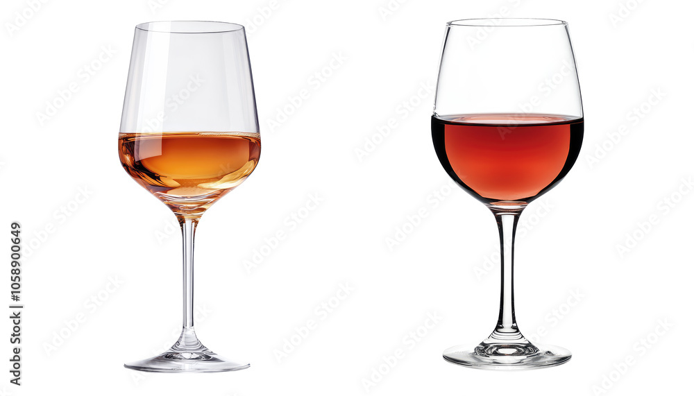 Two glasses of wine with different colors on transparent background Two glasses of wine with different colors on transparent background