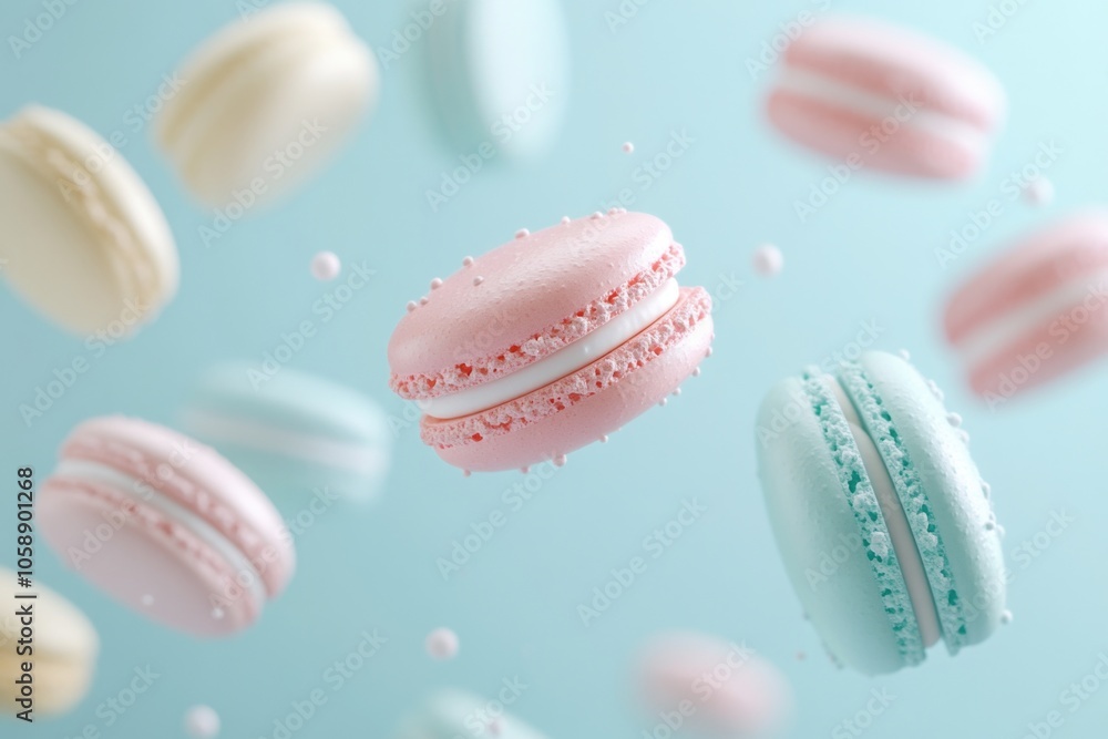 Macarons Flying Through Air Macarons Flying Through Air