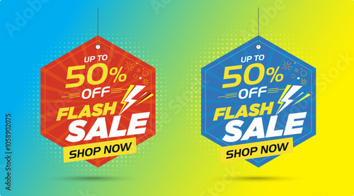 Sale 50 Percent Off. Advertising Hanging Dangler, Marketing, promo, Advertisement