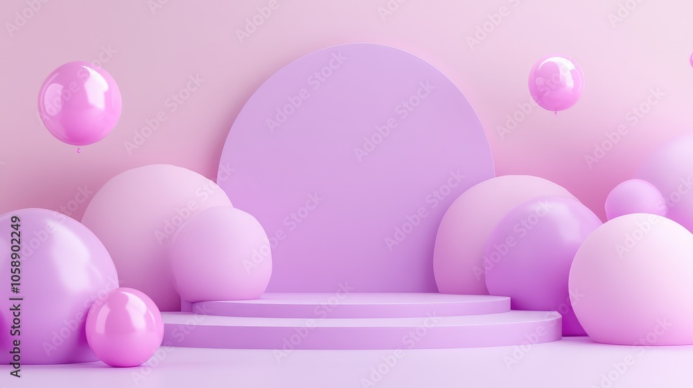 Soft Pink Background with Balloons and Shapes Soft Pink Background with Balloons and Shapes
