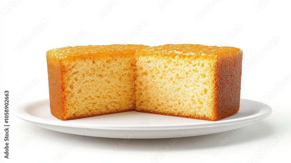 Delicious honey-glazed sponge cake on white plate – sweet homemade dessert Delicious honey-glazed sponge cake on white plate – sweet homemade dessert