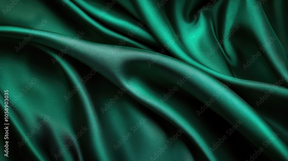 Elegant Green Satin Fabric Close-Up Texture Elegant Green Satin Fabric Close-Up Texture