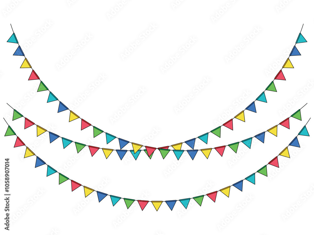 flags triangles design festive and colorful banner for the party vector icon on transparent background