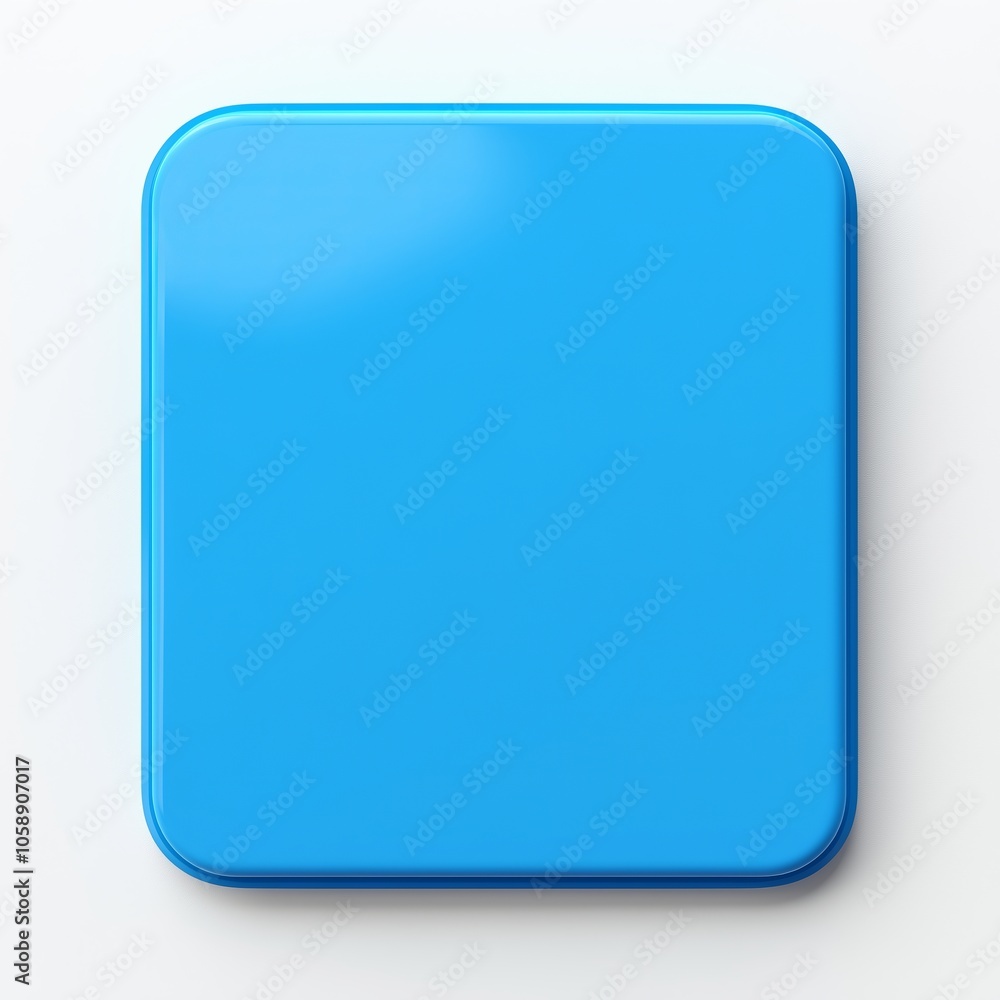 Blank Mobile application icon, button - blue square with round corners. 3d rendering, white background Blank Mobile application icon, button - blue square with round corners. 3d rendering, white background