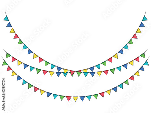 flags triangles design festive and colorful banner for the party vector icon on transparent background
