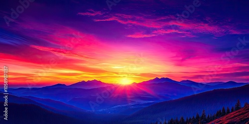 Breathtaking sunset showcasing vivid colors in a mesmerizing display. The stunning hues of the sky create a vibrant scene perfect for capturing the beauty of dusk.