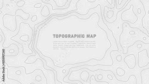 Stylized topographic contour map. Geographic line mountain relief. Abstract lines or wavy backdrop background. Cartography, topology, or terrain path concept. Vector illustration with editable stroke
