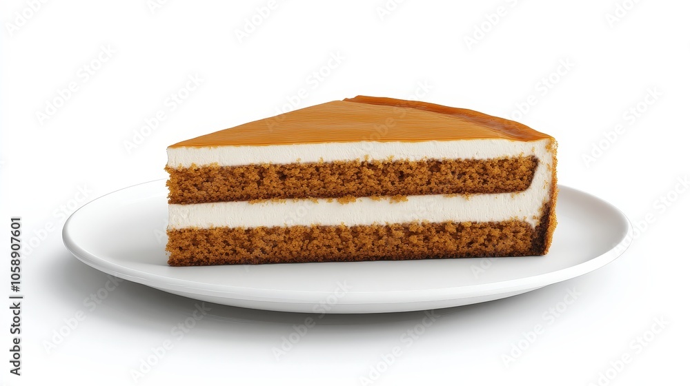 Delicious caramel cheesecake slice on white plate Delicious caramel cheesecake slice on white plate