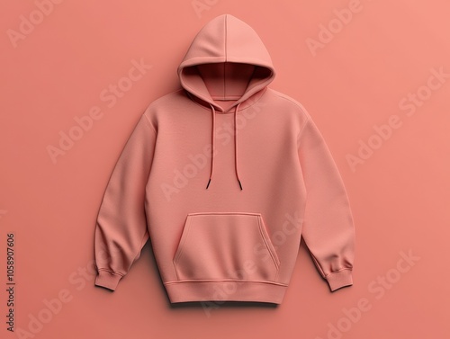 Stylish pink hoodie on a pastel background, perfect for casual wear. photo