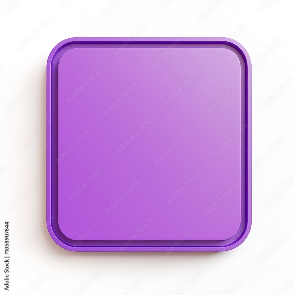 Blank Mobile application icon, button - violet square with round corners. 3d rendering, white background Blank Mobile application icon, button - violet square with round corners. 3d rendering, white background