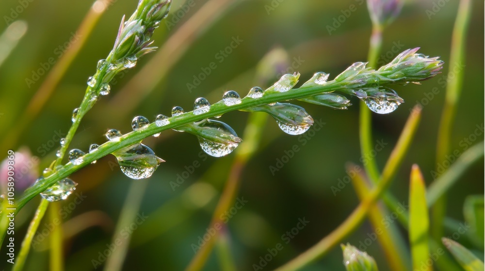 custom made wallpaper toronto digitalClose-up of a green grass blade with dew drops glimmering in the morning light.