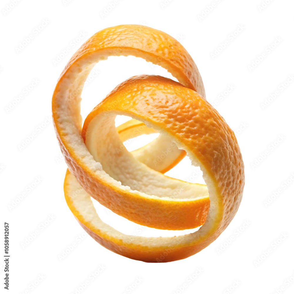 Artistic Twisted Orange Peel on transparent or white background Artistic Twisted Orange Peel on transparent or white background