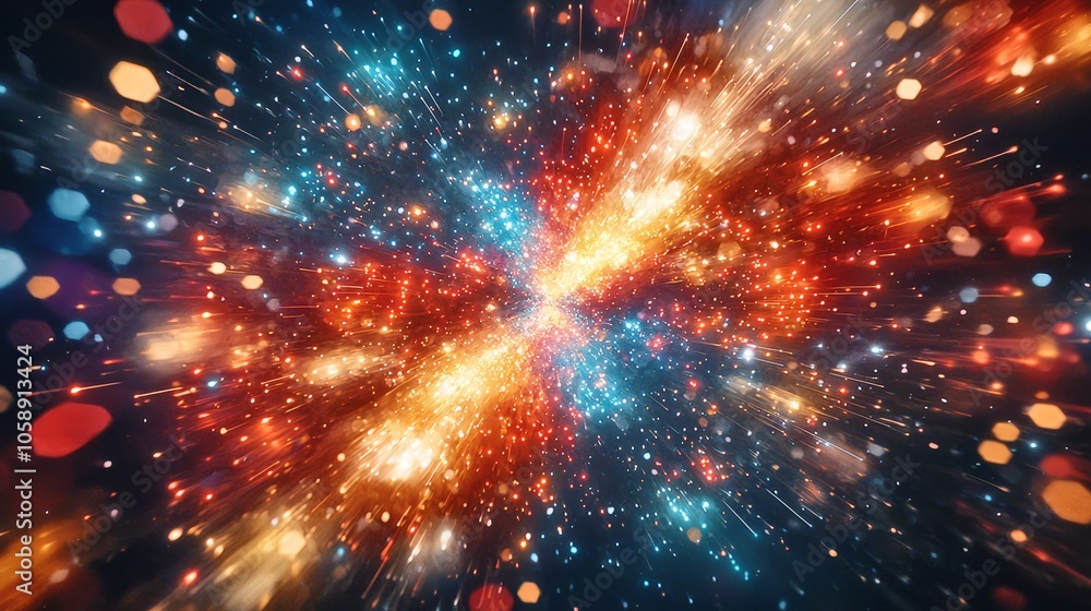 Obraz premium Dazzling Hexagonal Firework Explosion in the Night Sky