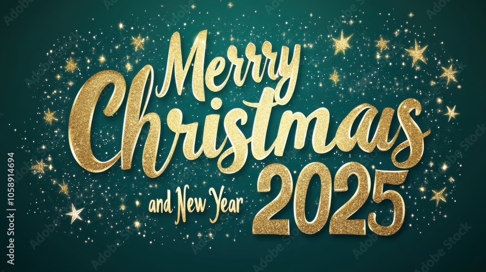 Festive Green Background with Merry Christmas Text Festive Green Background with Merry Christmas Text