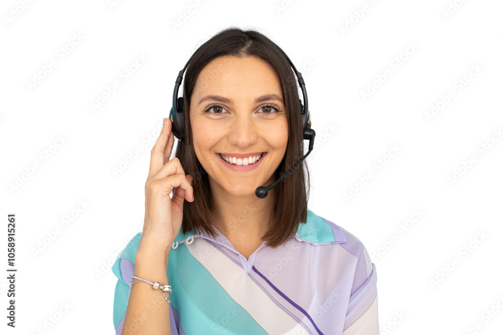 Young call center operator with headset Young call center operator with headset