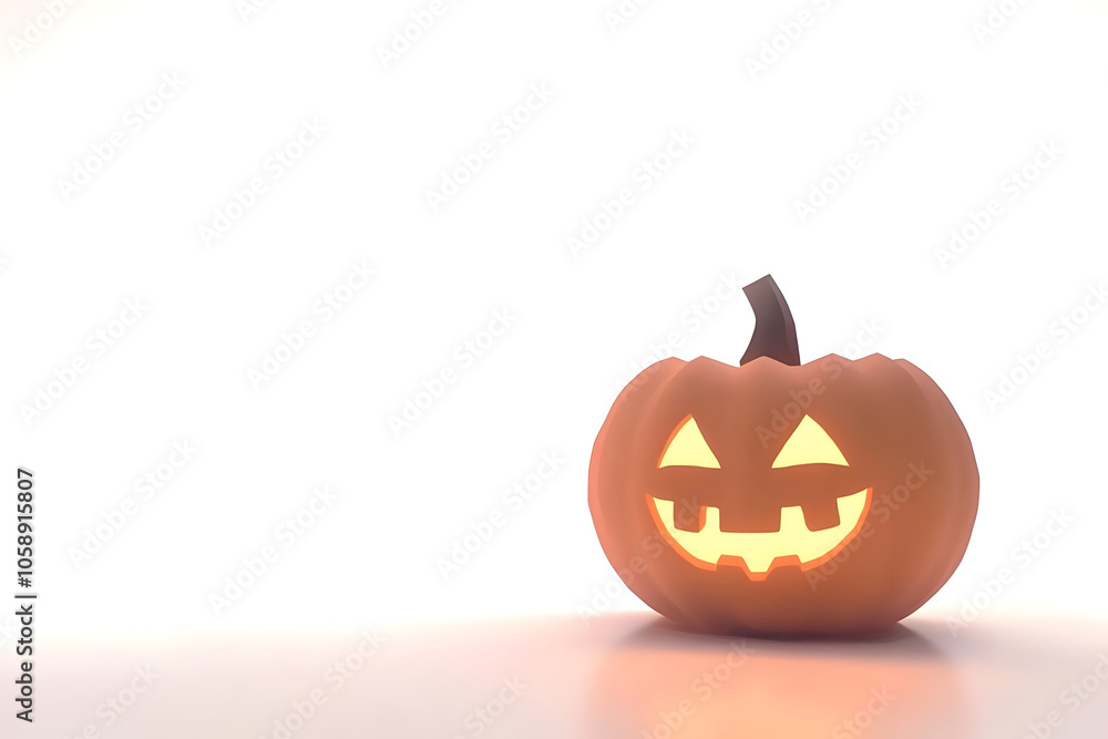 Glowing Jack-o'-Lantern on White Background Glowing Jack-o'-Lantern on White Background