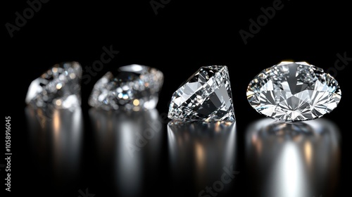 A collection of sparkling diamonds displayed against a black background.