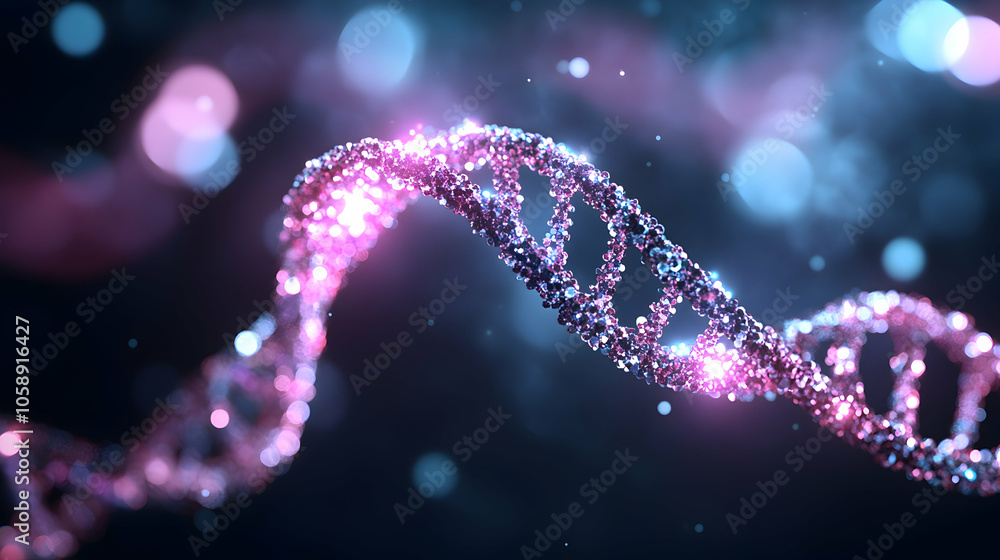 Glowing DNA double helix with blurred background. Glowing DNA double helix with blurred background.