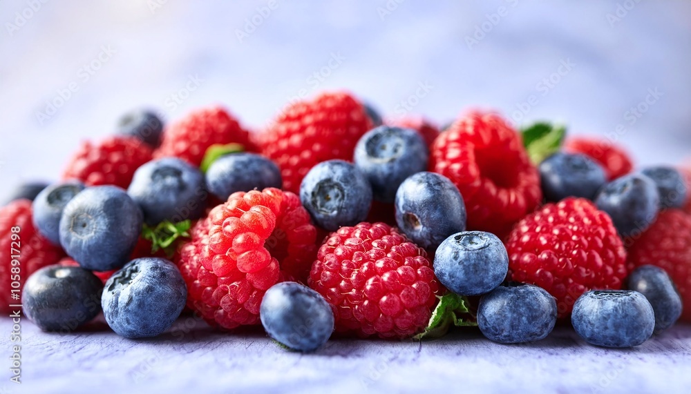 vibrant arrangement of fresh raspberries and blueberries vibrant arrangement of fresh raspberries and blueberries