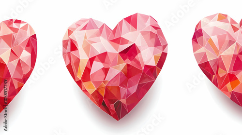 Wallpaper Mural Three red geometric hearts on a white background. Torontodigital.ca