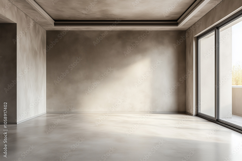 Empty living room with on walls and ceiling in newly built house Empty living room with on walls and ceiling in newly built house