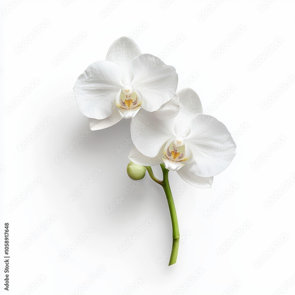 Exquisite White Orchid Flower in Close Up Top Down View with Details Exquisite White Orchid Flower in Close Up Top Down View with Details