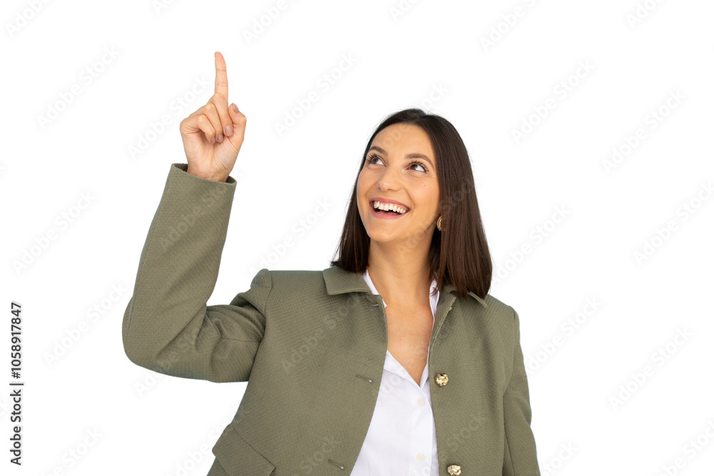 Modern businesswoman gesturing to emphasize an idea Modern businesswoman gesturing to emphasize an idea