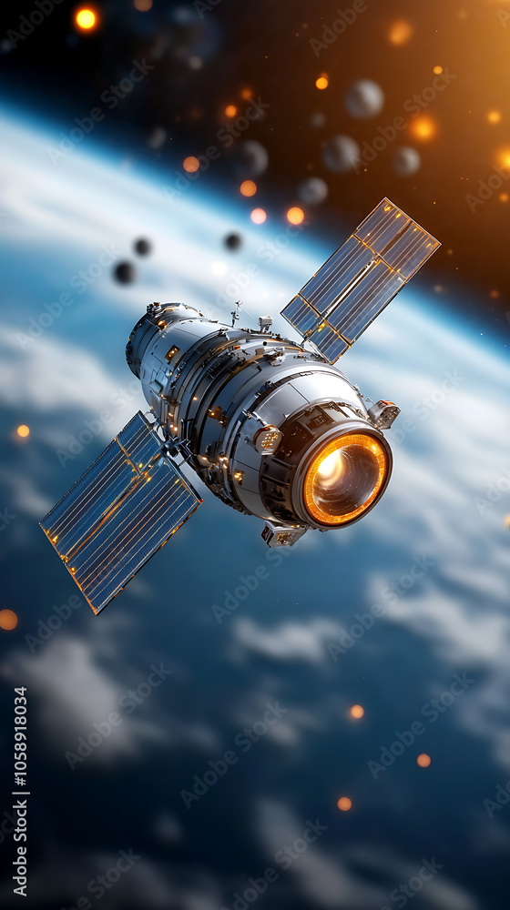 Exploring the future a satellite in orbit with holographic data interface amidst cosmic wonders Exploring the future a satellite in orbit with holographic data interface amidst cosmic wonders