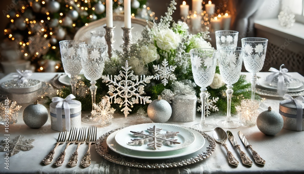 Table setting for Christmas. Table setting for Christmas.