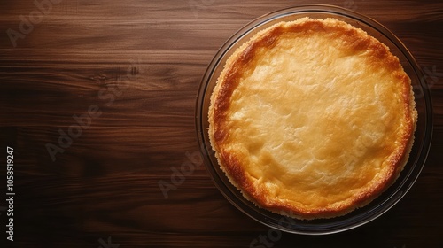 Freshly Baked Cheesecake on Wooden Table