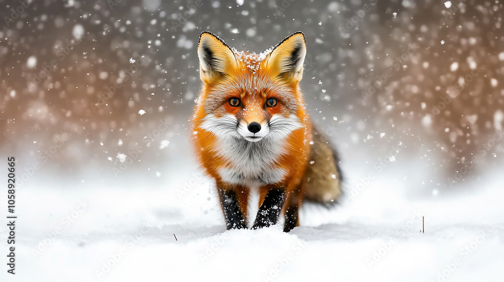 A Curious Fox with Vibrant Orange Fur Exploring a Snowy Winter Forest Scene Captured in Breathtaking Detail A Curious Fox with Vibrant Orange Fur Exploring a Snowy Winter Forest Scene Captured in Breathtaking Detail