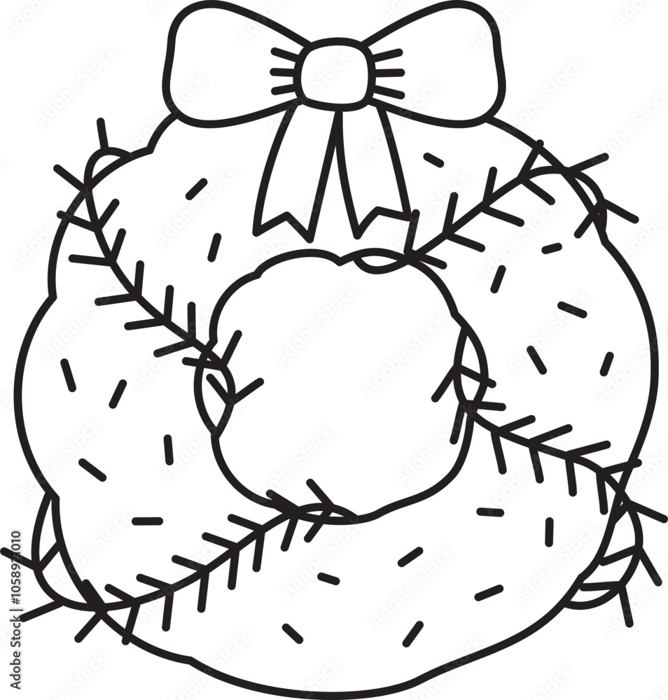 Christmas Wreath Outline Illustration Christmas Wreath Outline Illustration