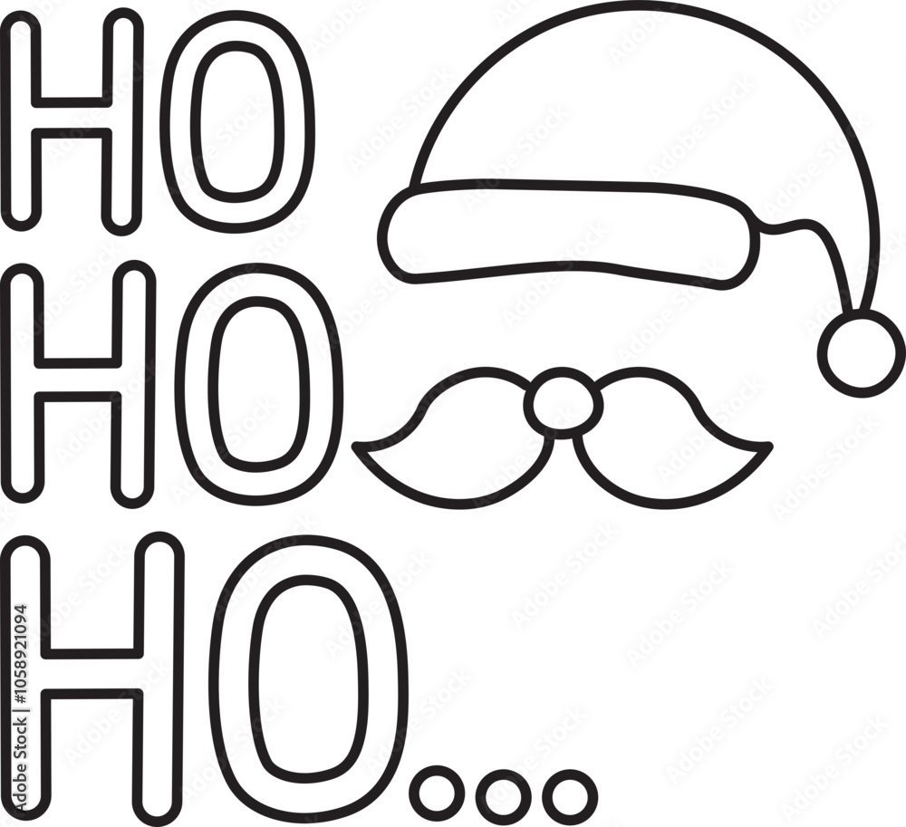 Ho Ho Ho Merry Christmas Outline Illustration Ho Ho Ho Merry Christmas Outline Illustration
