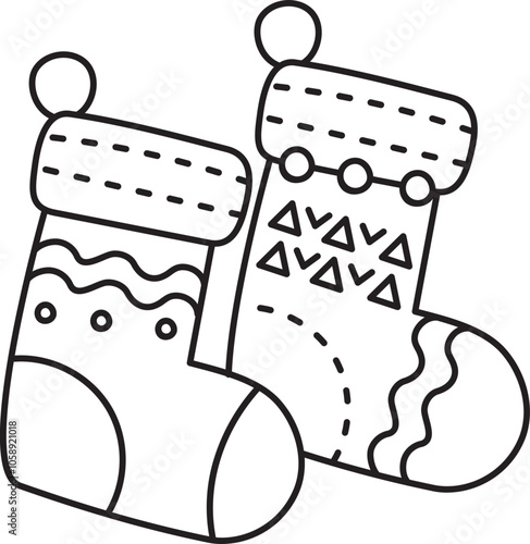 Christmas Sock Outline Illustration