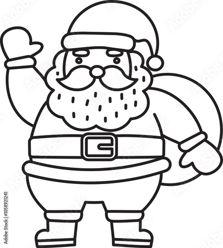 Santa Claus Merry Christmas Outline Illustration