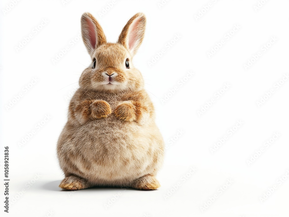 Fototapeta premium Incredibly Plump and Fluffy Rabbit Posing Against a White Background