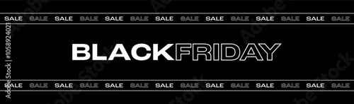 Black Friday Sale Banner. Black Friday Web Banner Vector Template with Black Friday Typography. Modern Design for Banner, Sign, Poster, Social, Web